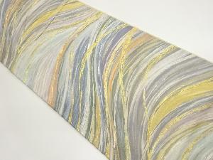 河瀬満織物製　抽象波模様織出し袋帯